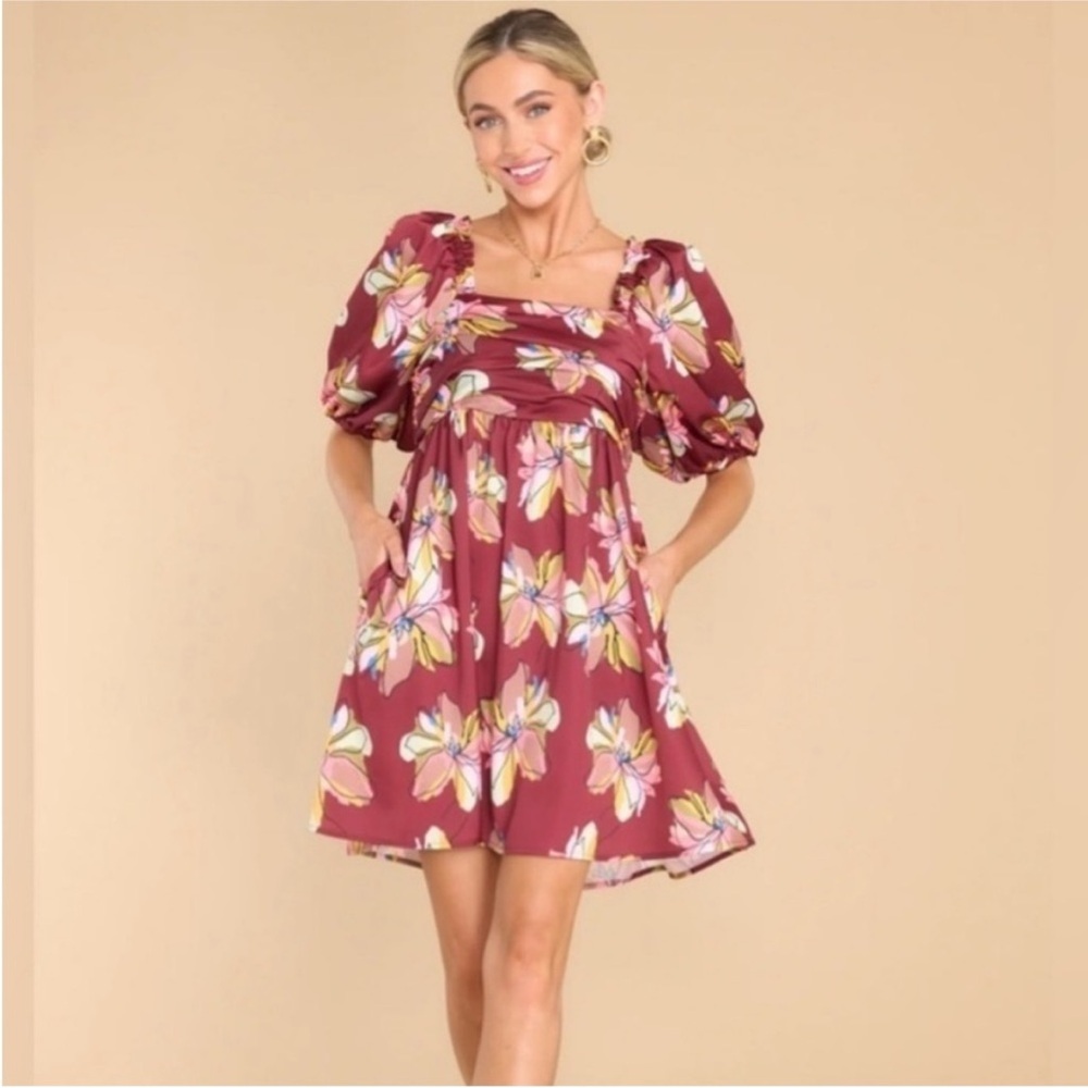 Crosby by Mollie Burch Hunter Floral Puff Sleeve Mini Dress SZ XXS NWOT